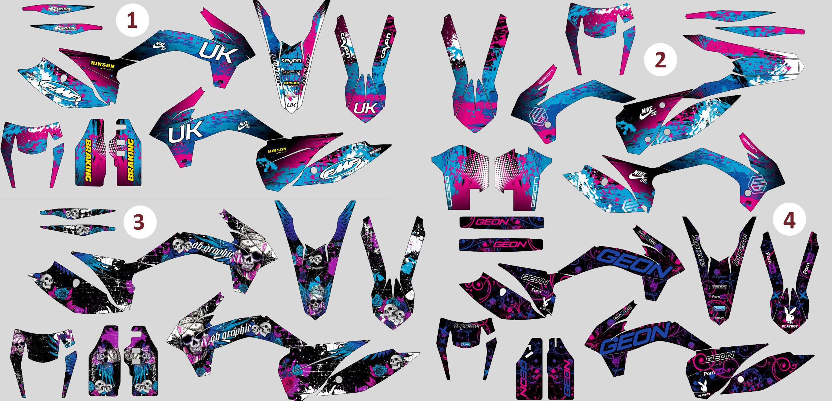 Custom Vinyl Protective Stickers for Racing Motorcycle Geon GNS, Xroad