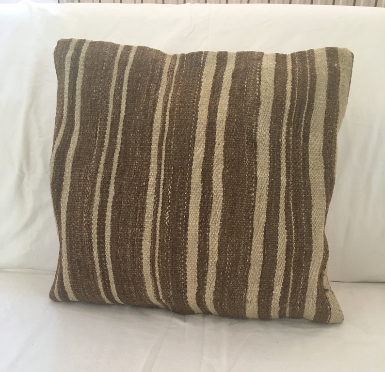 Beige Brown Geometric Scatter Pillow Slip Boho Patio Sofa Patterned Kilim 40x40 Vintage Sofa Cushion Cover