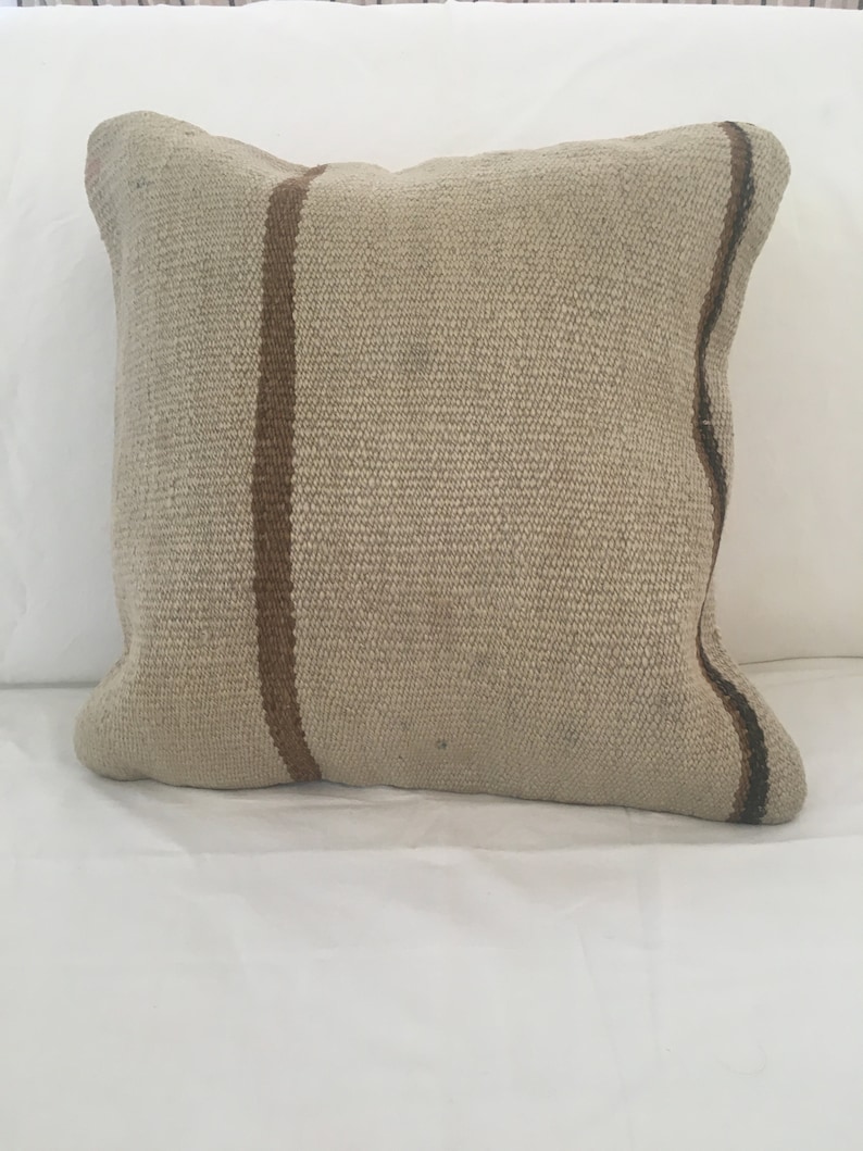 Outdoor Patio Sofa Rustic Throw Pillowcase 16 Square Dorm Outdoor Retro Cushion Cover Beige Brown Wool Kilim Scatter Pillow Slip