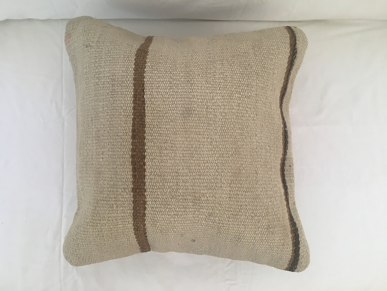 Outdoor Patio Sofa Rustic Throw Pillowcase 16 Square Dorm Outdoor Retro Cushion Cover Beige Brown Wool Kilim Scatter Pillow Slip