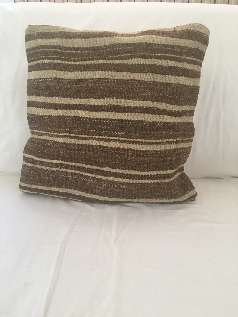 Beige Brown Geometric Scatter Pillow Slip Boho Patio Sofa Patterned Kilim 40x40 Vintage Sofa Cushion Cover