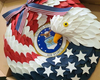 Red White Blue, 15inch Nyaon American Eagle Wreath Glory Patriotic Red White and Blue Eagle Wreath for Front Door Window Wall Decoration Red White Blue, 15inch Nyaon American Eagle Wreath Glory Patriotic Red White and Blue Eagle Wreath for Front Door Window Wall Decoration