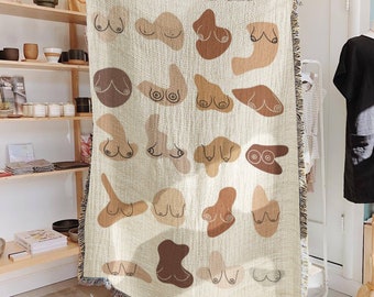 Feminist Home Decor Large Woven Throw Blanket Living Room Bedroom Dorm Modern Women Silhouettes Sisters Gift