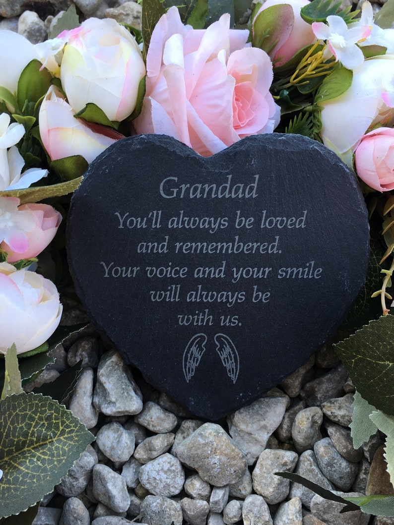 Personalised slate graveside ornament In memory of father. Etsy