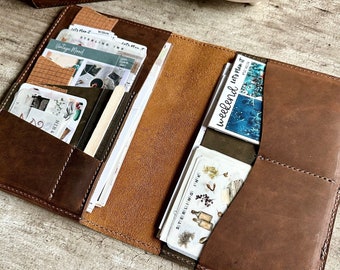 Leather Ephemera Folder - Leather Portfolio - Leather Folio - Leather Folder - Leather Ephemera Holder - Sticker Folder