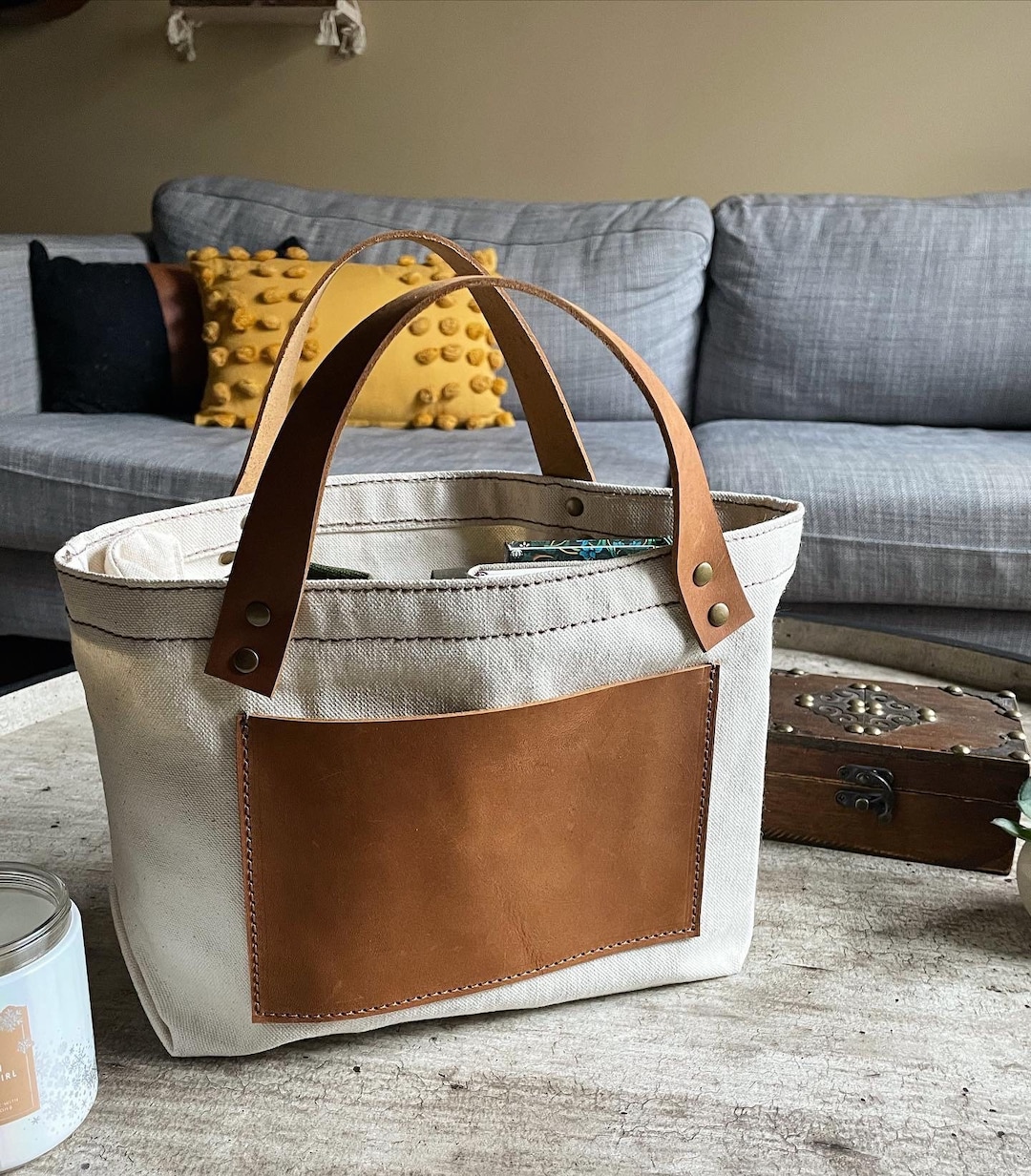 CANVAS PLANNER TOTE Bag Leather Tote Bag Planner Bag Planner Pouch