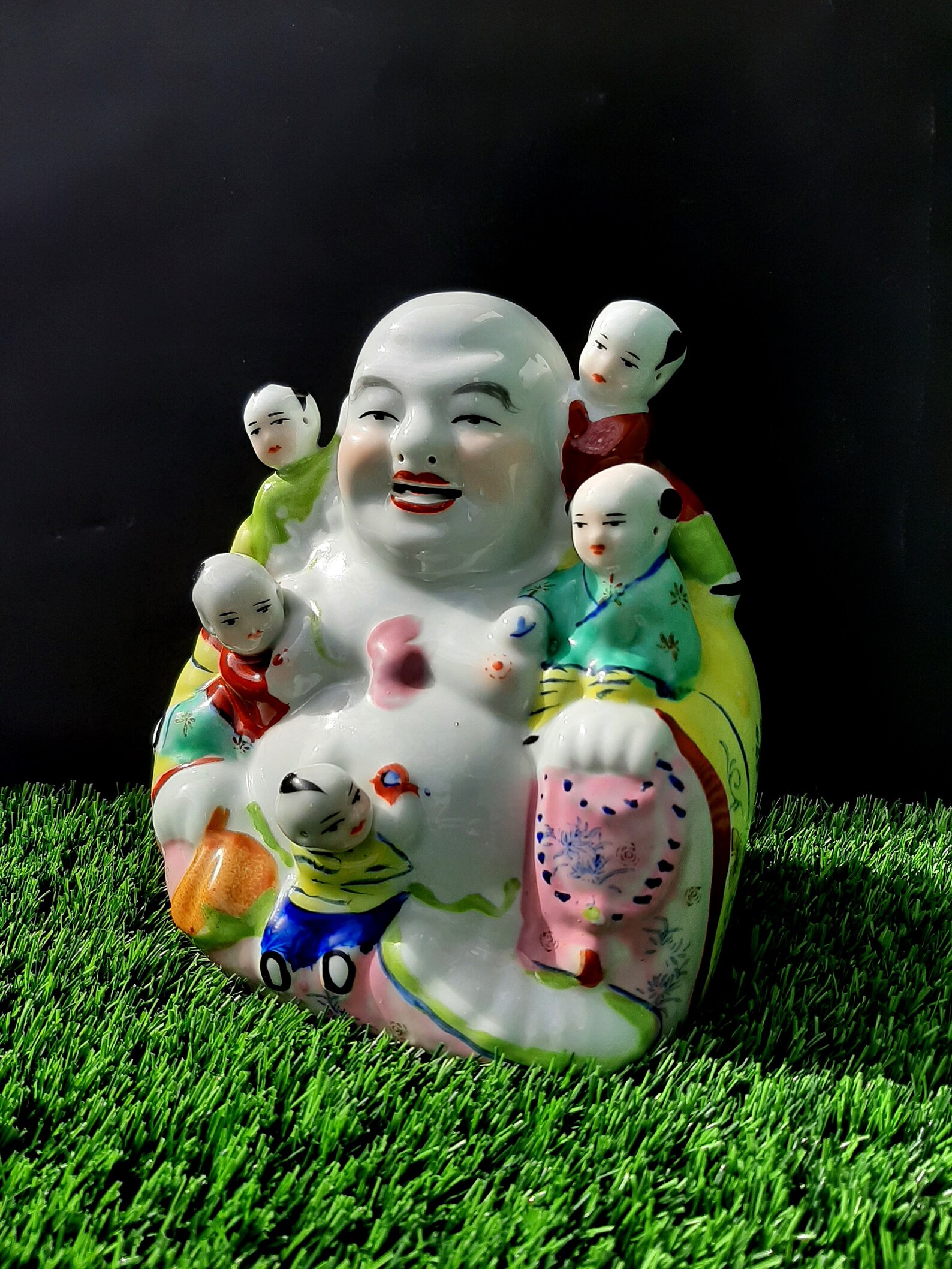 Antique Happy buddha with children porcelain China Mid Etsy