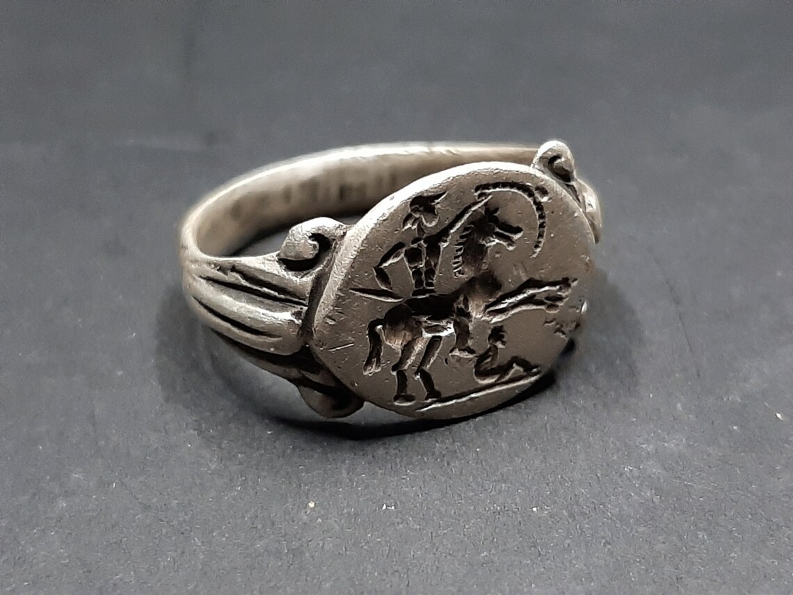 Ancient Roman Silver Ring With an Image - Etsy