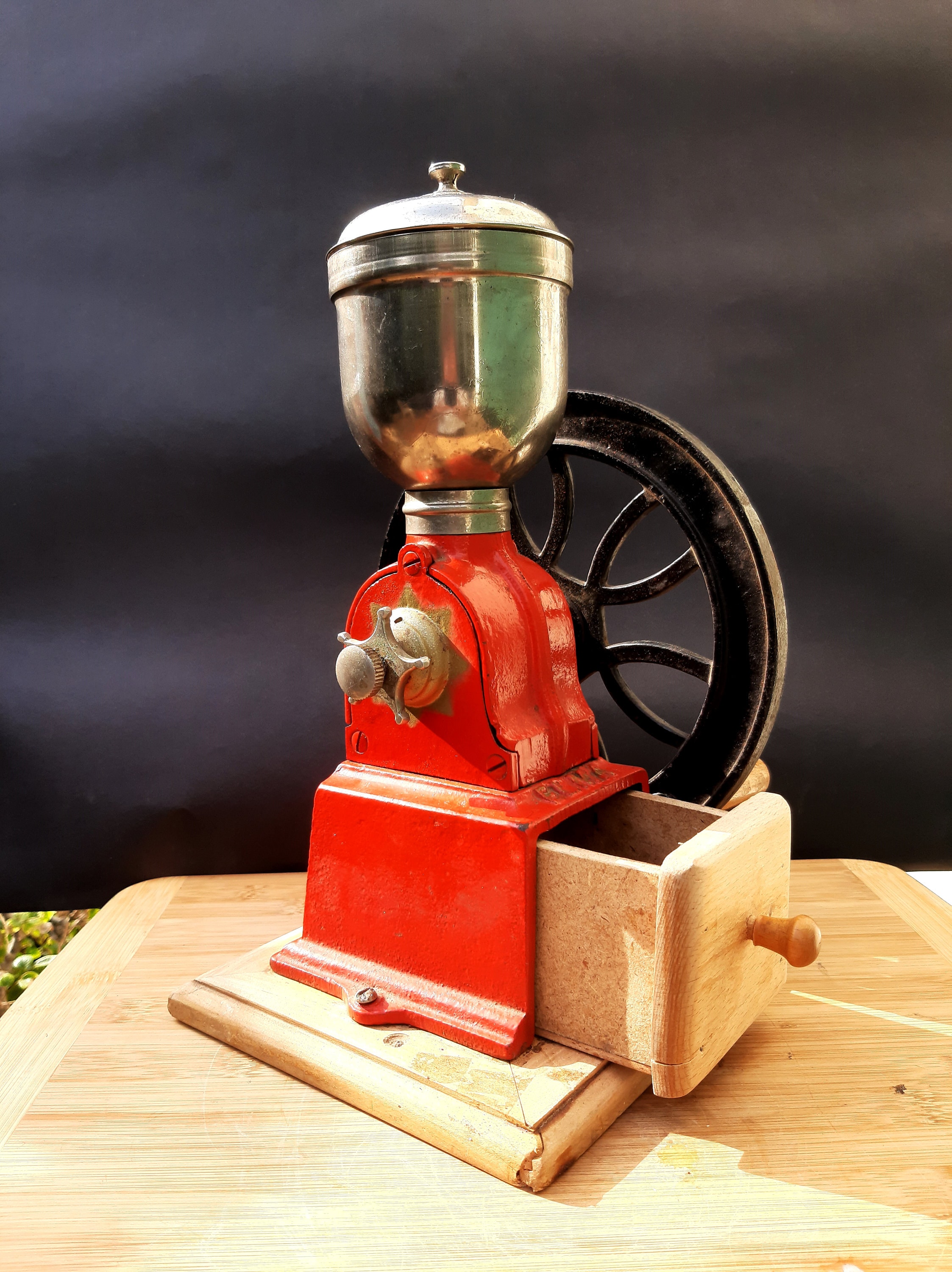 elma hand crank blender iron wood and glass 1930s spain