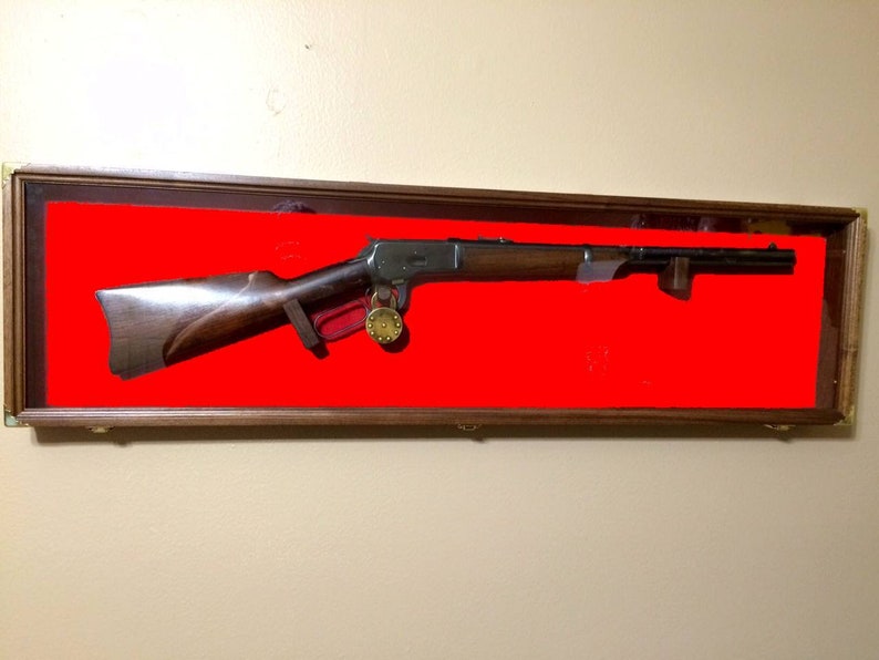 RIFLE DISPLAY CASE 44X12X3 Wall Mounted Dark Walnut Stain Etsy