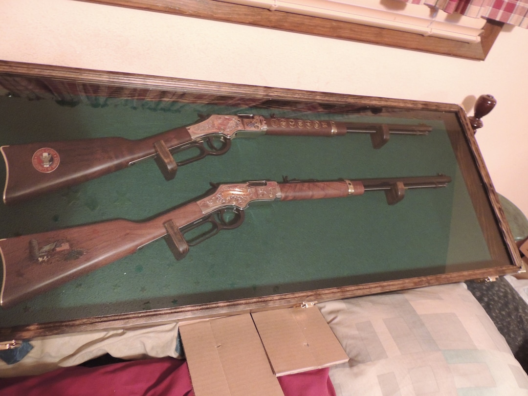 Double Rifle Display Case 44x18x3 Wall Mount Locking Etsy