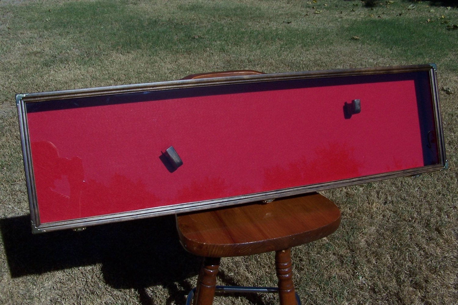 RIFLE DISPLAY CASE 44X12X3 wall mounted dark walnut stain Etsy