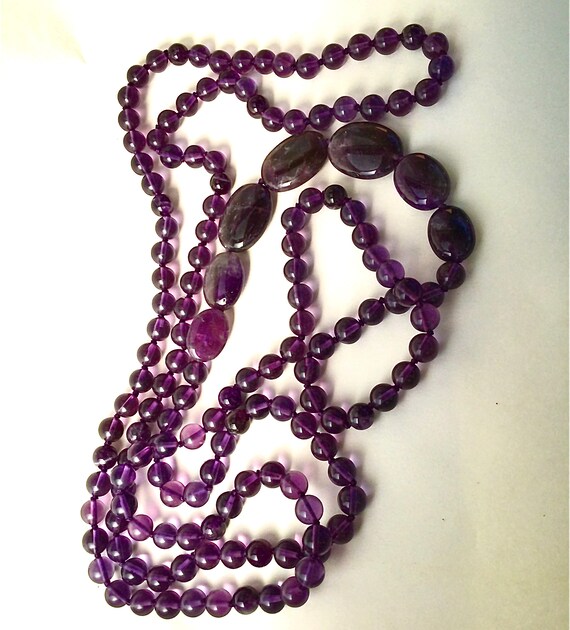 48 inch vintage amethyst flapper necklace