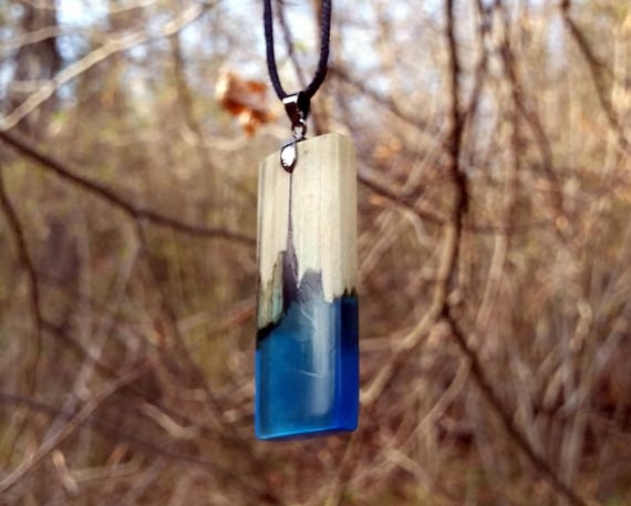 Pendant made of wood and resin AIRI Mother/'s Day gift Wood Jewelry Resin Jewelry,Unique Gift Wood necklace Wood Resin Pendant
