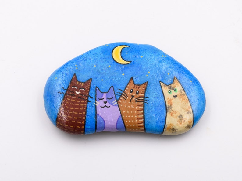 Funny Cats Painted Rock Cats Friends | Etsy