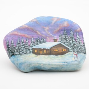 Snowy Landscape, Painted Rock, Winter Painting - Etsy