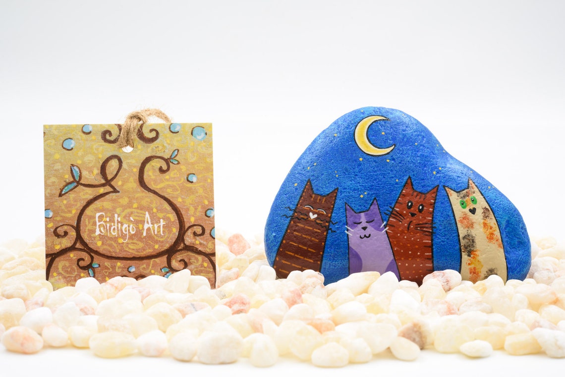Funny Cats Painted Rock Cats Friends - Etsy