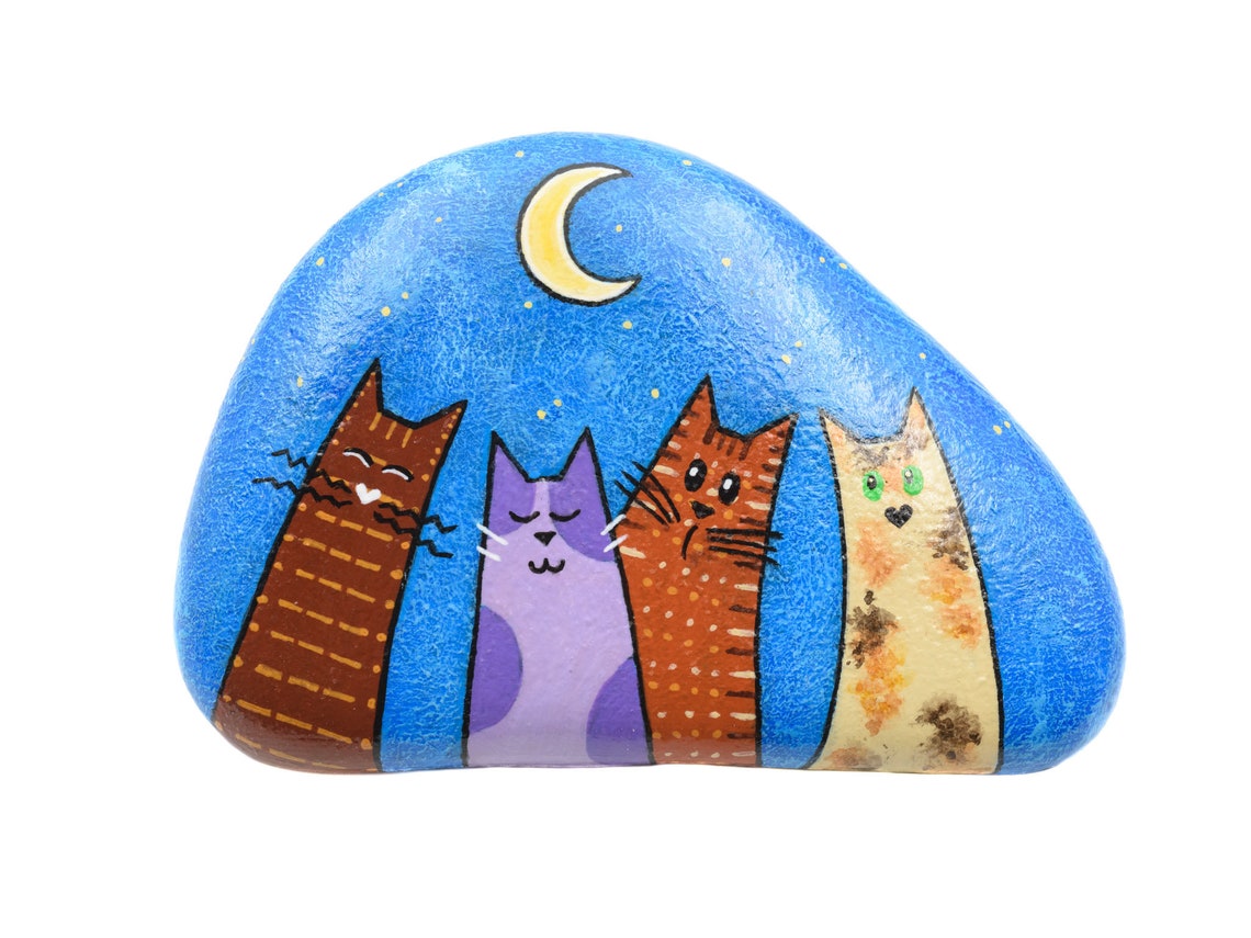 Funny Cats Painted Rock Cats Friends - Etsy