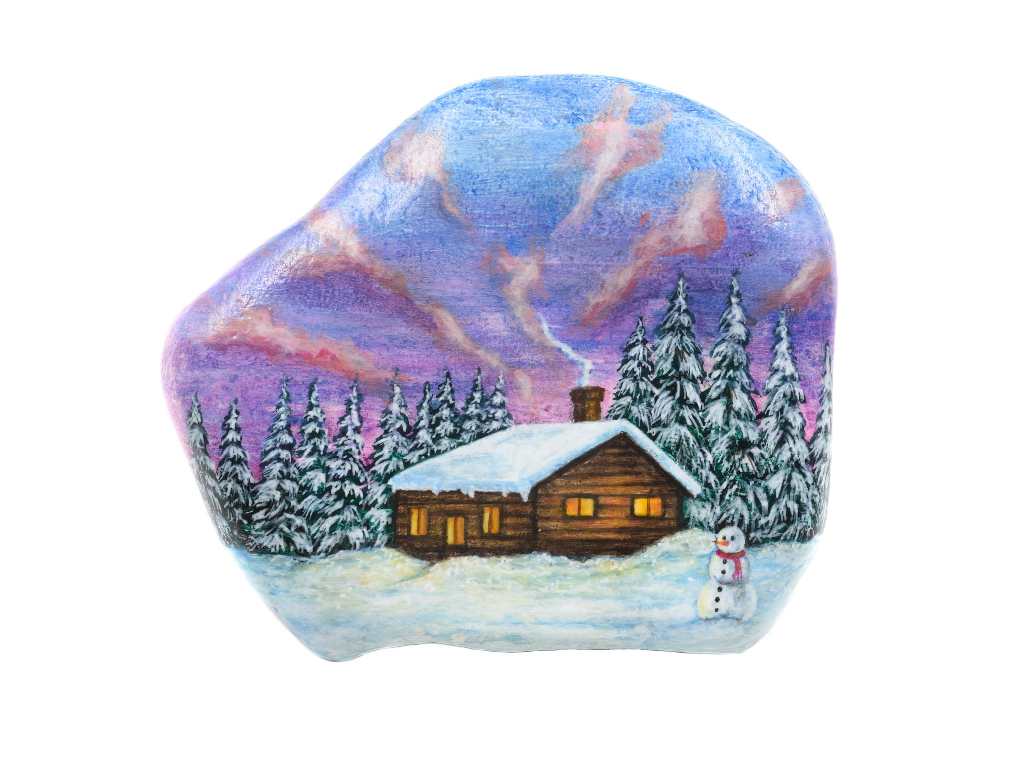 Snowy Landscape, Painted Rock, Winter Painting - Etsy