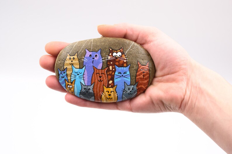 Funny cats Painted rock Cats friends | Etsy