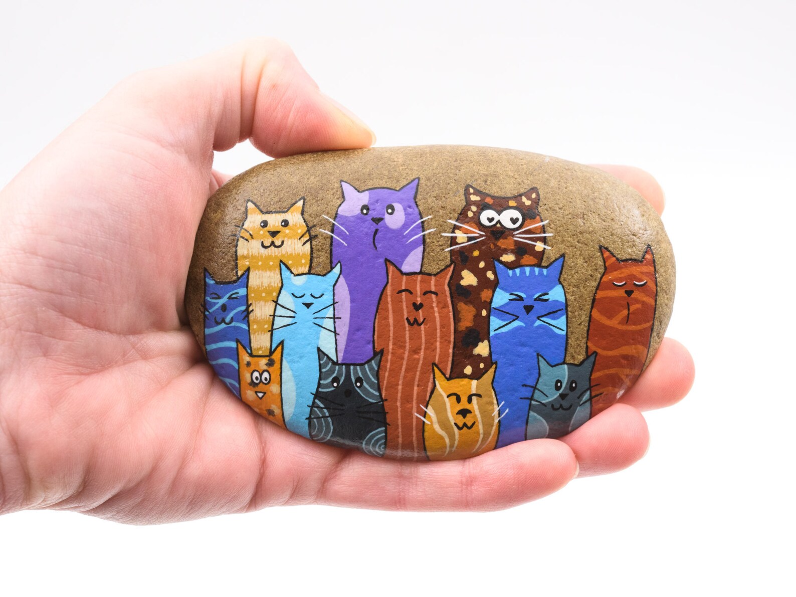 Funny Cats Painted Rock Cats Friends - Etsy