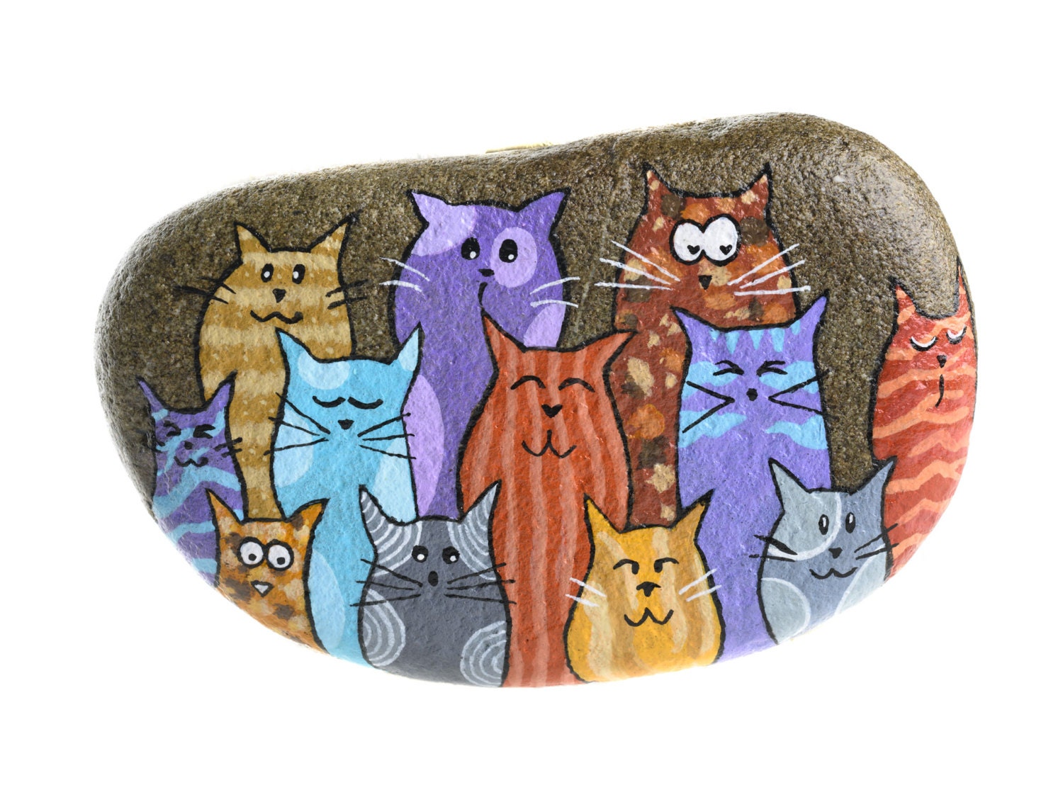 Funny cats Painted rock Cats friends | Etsy