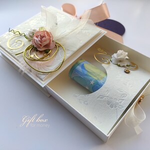 Envelop, kaart, handgemaakte kaartendoos, trouwkaartdoos, verjaardagskaartdoos, magische doos, spaarpot, geldcadeau