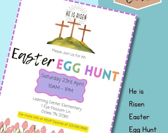 EDITABLE Religious Easter Egg Hunt Flyer, Digital Download, Easter Poster