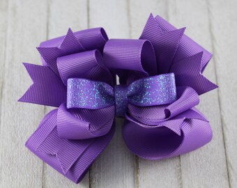 Solid Purple Stacked Hair Bow