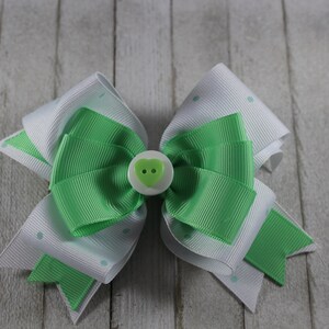 Mint Green and White Mini Polka Dot Stacked Hair Bow