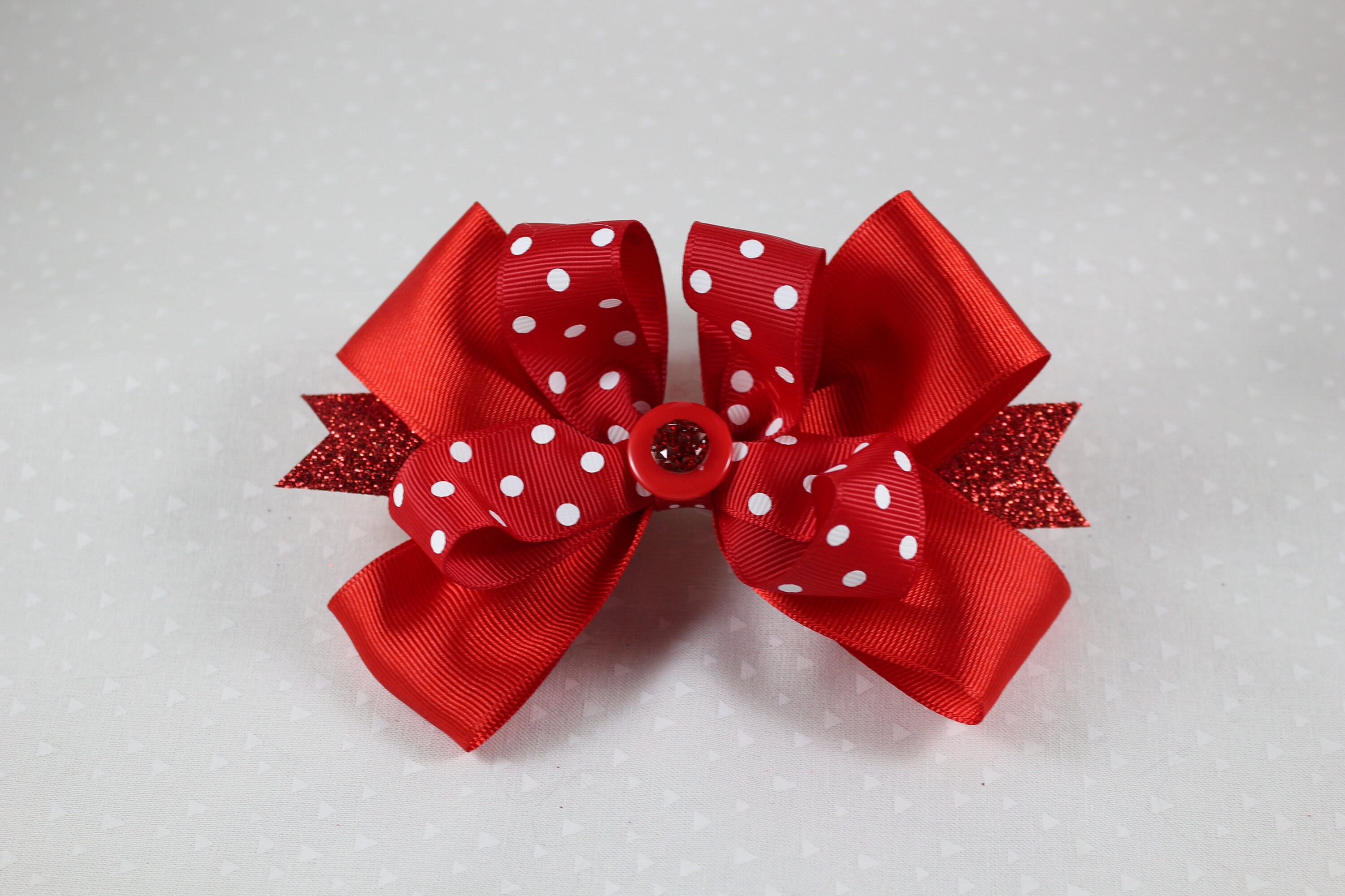Red and White Polka Dot Hair Bow - Etsy.de