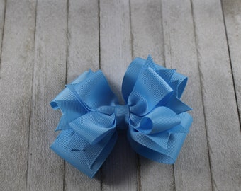 Baby Blue Double Stacked Simple Hair Bow