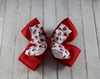 USA Patriotic Red White Blue 4th of July Hair Bow