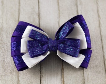 Purple Sparkle Hair Bow, Alligator Clip