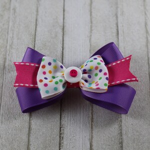Pink and Purple Polka Dot Hair Bow