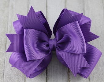 Solid Purple Stacked Hair Bow
