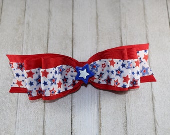 Stars and Stripes Patriotic Fourth Of July Red White and Blue Hair Bow