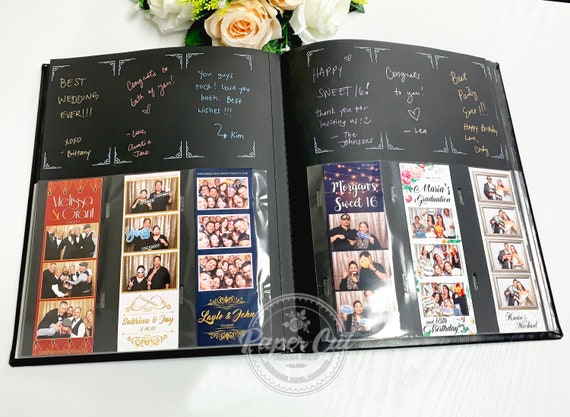  Photo Booth Photo Album - For Wedding or Party- Holds 120  Photobooth 2x6 Photo Strips - Slide In, WHITE