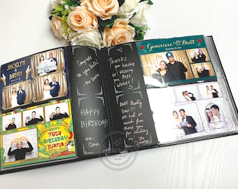 Photo Booth Album Slip-in Album BLACK with Storage Box Wedding Album Guestbook Memory Album 4x6 Photo Strips Album