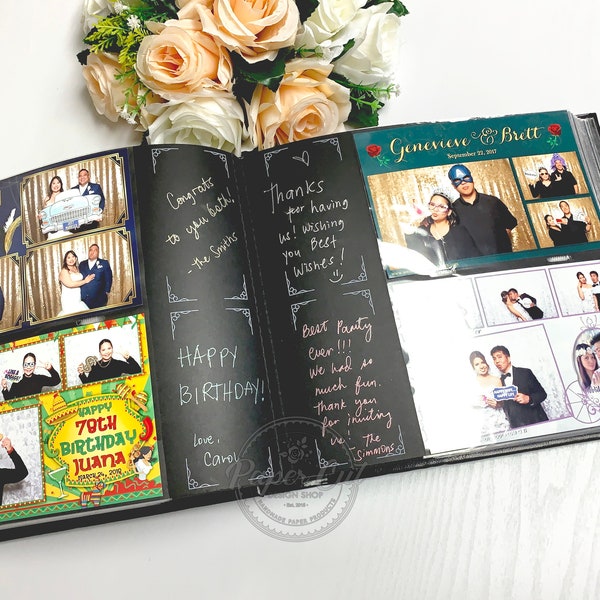 Photo Booth Album Slip-in Album BLACK with Storage Box Wedding Album Guestbook Memory Album 4x6 Photos