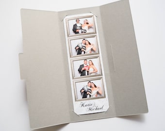 Photo Strip Holder 2x6 Photo Strips Party Favor Gray Silver Cardstock Tri-fold Holders