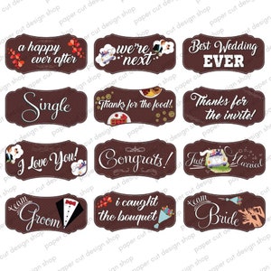 Photo Booth Props Wedding 6PCS Double-sided Photo Booth Props Party Props Photo Props Fun Wedding Props