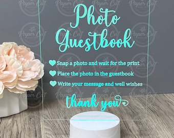 Photo Guestbook Acrylic LED Sign for Photo Booth Scrapbook Memory Book Wedding Album