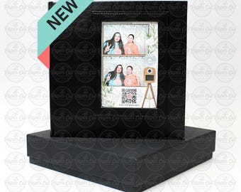 Photo Booth Album Slip-in Black VERTICAL Portrait 4x6 Photo Guestbook with Storage Box Wedding