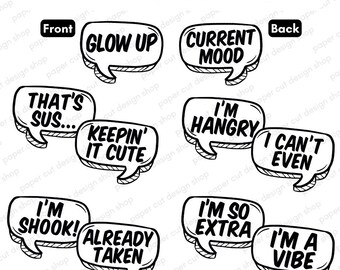 Photo Booth Props Speech Bubbles Volume 3 Party Props 5PCS Double-Sided Set Photo Props Wedding Props Birthday Props Graduation Props