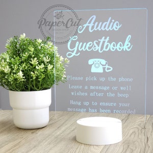 Audio Guestbook Sign Acrylic LED Phone Guest book Sign Wedding Acrylic Sign Guestbook Signs