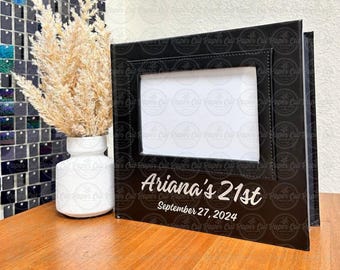 PERSONALIZED Photo Booth Slip-in Album Black with Storage Box Wedding Guestbook Memory Book 4x6 Photos