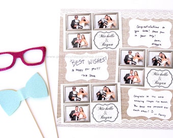 Photo Booth Printed Scrapbook Pages for 4x6 Photos BURLAP & LACE Design Double-sided Print 12"X12" size - 20 SHEETS