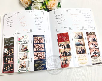 Photo Booth Album Slip-in Album WHITE with Storage Box Wedding Album Guestbook Memory Album 2x6 Photo Strips Album