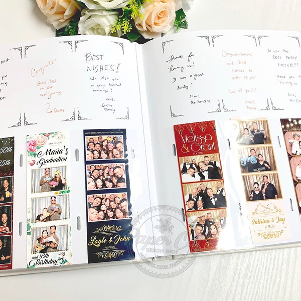 Photo Booth Album Slip-in Album WHITE with Storage Box Wedding Album Guestbook Memory Album 2x6 Photo Strips Album